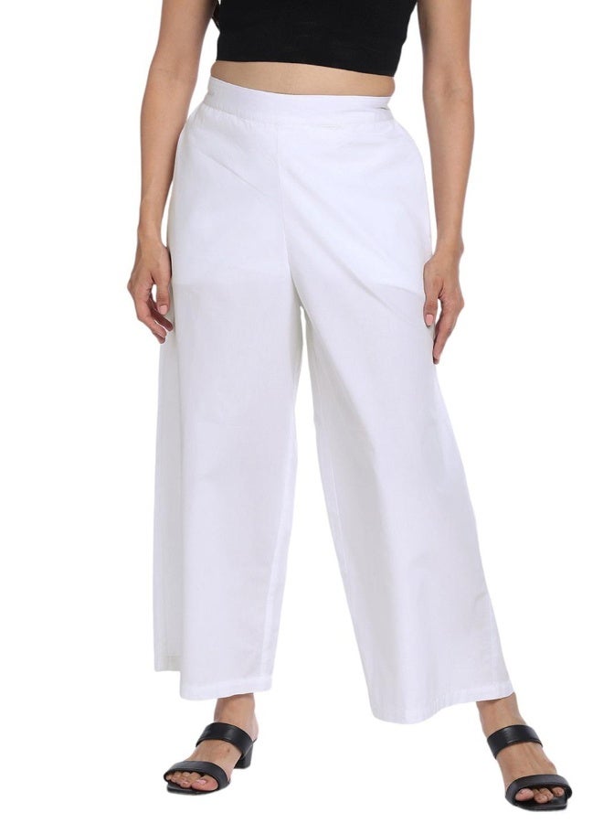 Relaxed Fit White Cotton Trousers – Elegant and Comfortable