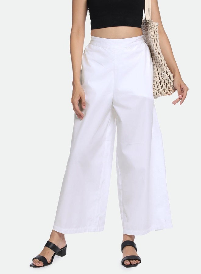 Relaxed Fit White Cotton Trousers – Elegant and Comfortable