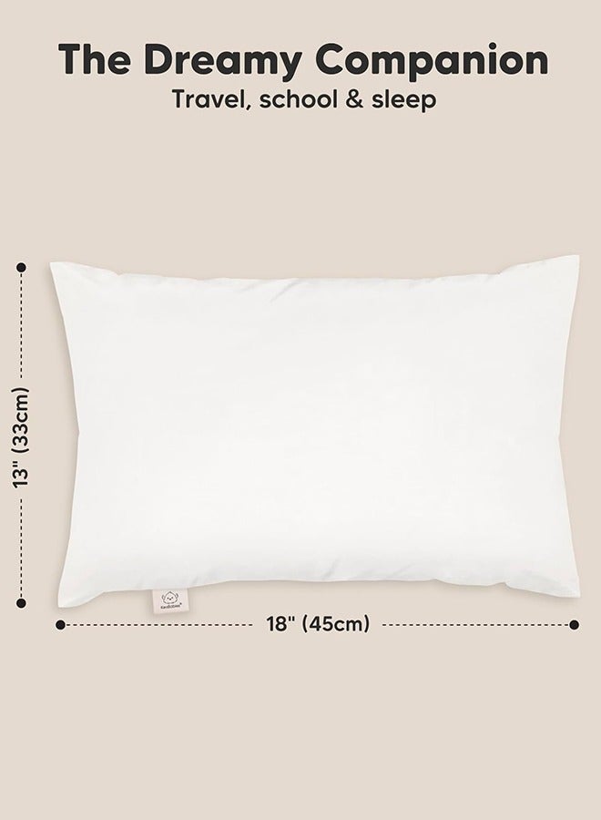 Toddler Baby Pillow Sleeping Cotton Blend Shell with Polyester Filling for Home and Hotel Room, Pack of 1 & 2 in Elegant White Color