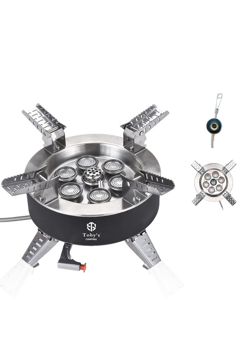 Toby's Stove 02 Portable Picnic Camping Stove Windproof Design Gas Cooking Burner with Piezo Ignition and Carrying Case Foldable Stove for Outdoor Backpacking Hiking Picnic Car