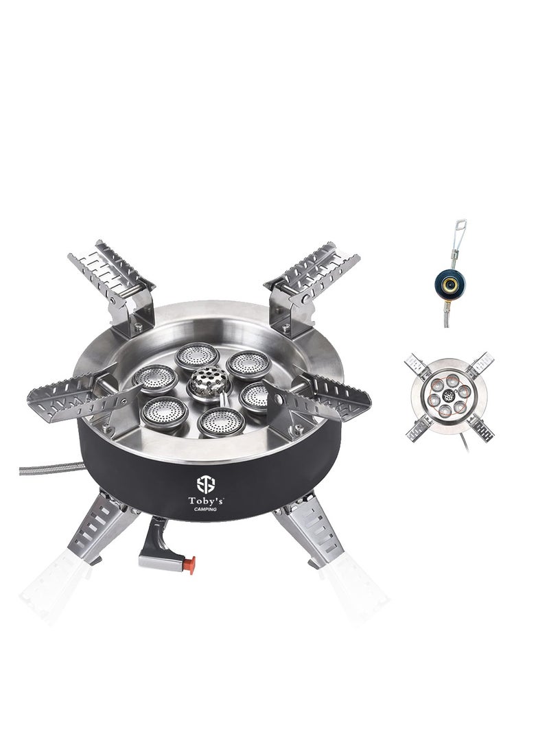 Toby's Stove 02 Portable Picnic Camping Stove Windproof Design Gas Cooking Burner with Piezo Ignition and Carrying Case Foldable Stove for Outdoor Backpacking Hiking Picnic Car