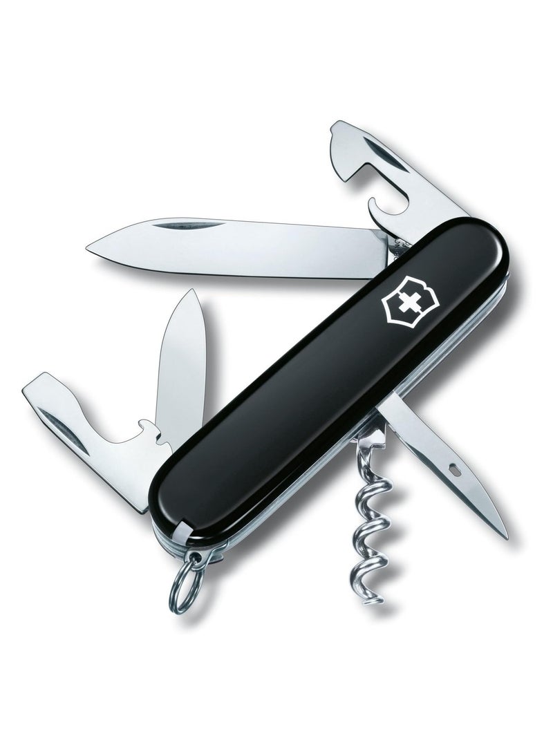 Spartan Swiss Army Pocket Knife, Medium, Multi Tool, 12 Functions, Blade, Bottle Opener, Black