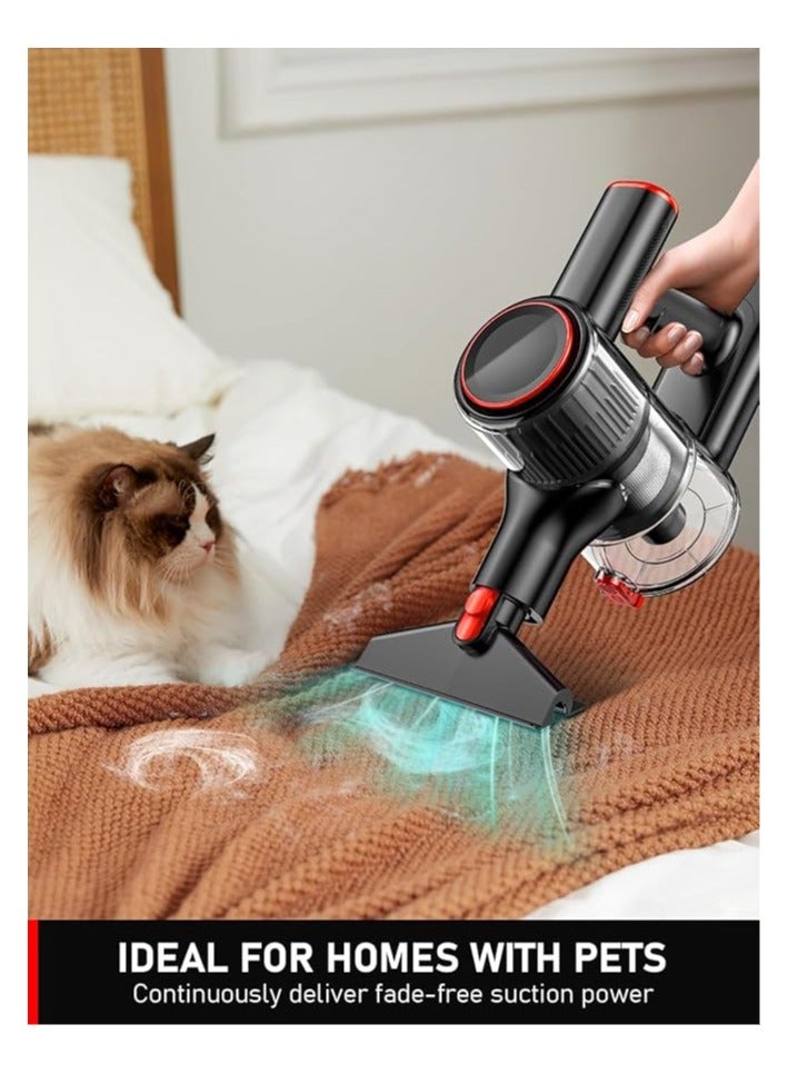 Cordless Vacuum Cleaner, 30Kpa Powerful Suction with LED Display, 3 Modes Suction, Anti-Tangle