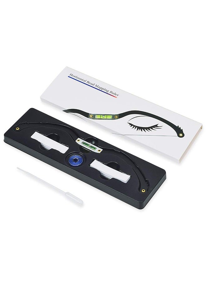 Eyebrow Tattoo Ruler, Professional Microblading Line Marker Ruler Eyebrow Ruler Sticker More Symmetrical, Eyebrow Tattoo Positioning Tool Horizontal Ruler, Reuseable Eyebrow Positioning Tool (Black)