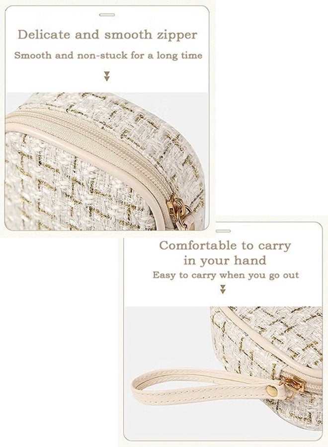 Personalized Cosmetic bag, Fashionable Small Fragrance Makeup Bag, Travel Toiletry Bag (White)