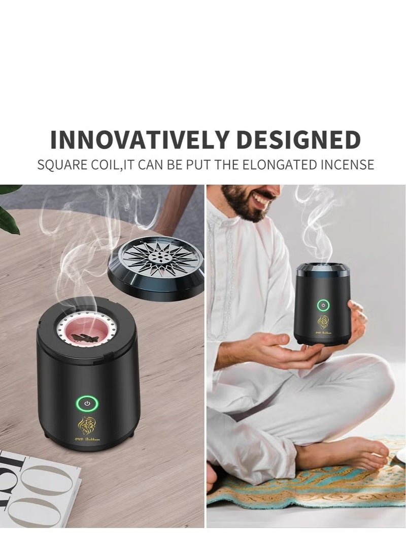 [Upgrade] Electric Mini Incense Burner Portable USB Rechargeable Aroma Diffuser Black