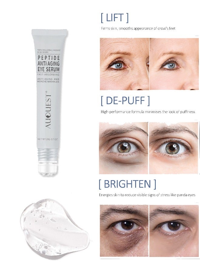 Peptide Anti Aging Eye Serum , Anti-Aging and Remove Wrinkles Eye Serum, with Three 360° Massage Ball, Eye Cream with Anti Allergy Applicatorhead, Firming Lifting Eye Essence, Eye Care