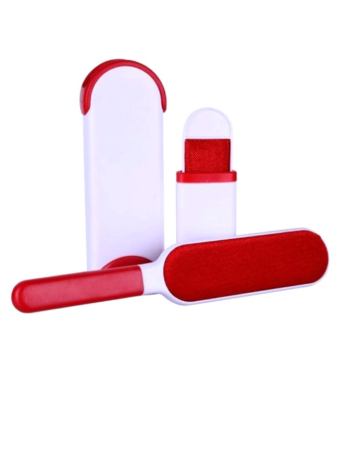 3-Piece Reusable Pet Fur Lint Remover Brusher Set Red/White 27cm