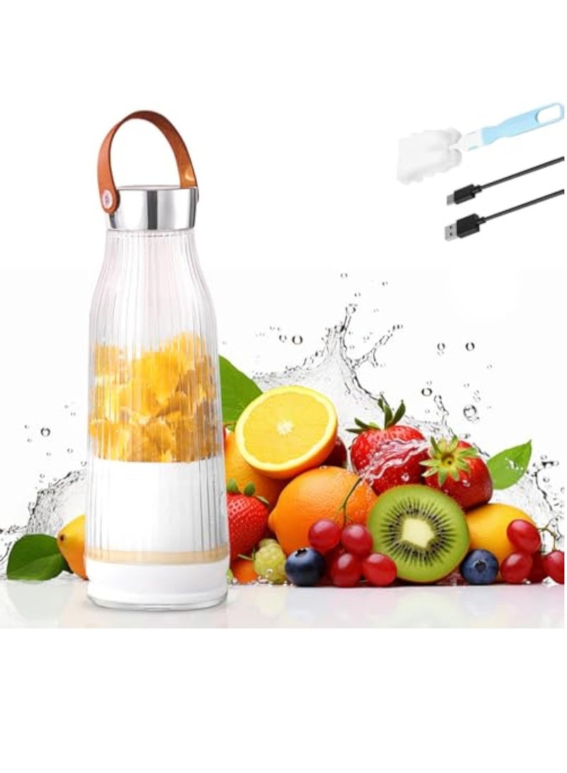 Portable Blender USB Rechargeable, Personal Blender for Shakes and Smoothies, 380 ML Juicer Cup with 6 Blades, Portable Juicer Blender for Kitchen, Travel, Gym