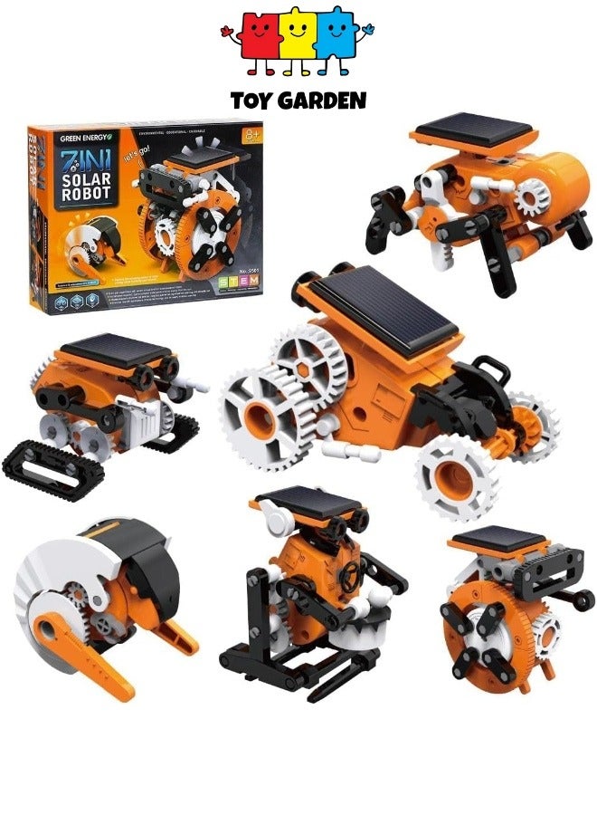 7-in-1 Solar Robot Kit for Kids Aged 8-12 | STEM Educational Science Building Kit | Solar-Powered Robots in Orange | Fun & Learning