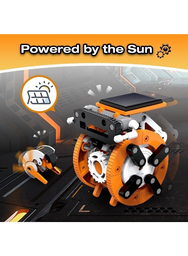 7-in-1 Solar Robot Kit for Kids Aged 8-12 | STEM Educational Science Building Kit | Solar-Powered Robots in Orange | Fun & Learning