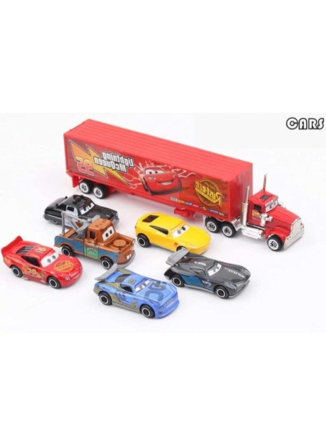 1 Truck & 6 Cars Toy Set – Perfect Birthday Gift Idea for Kids