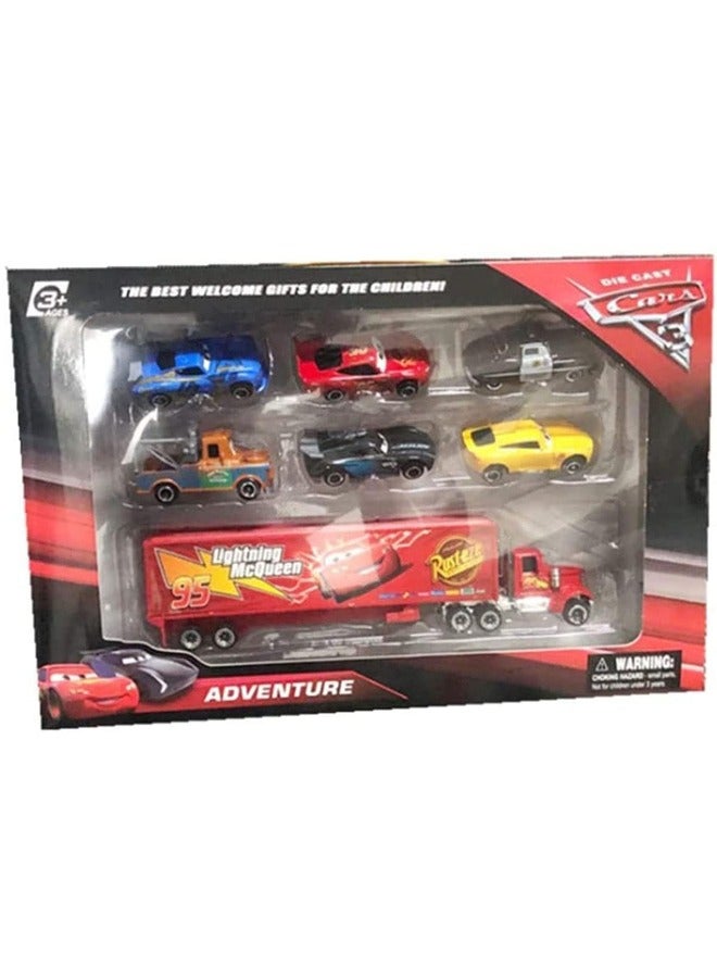 1 Truck & 6 Cars Toy Set – Perfect Birthday Gift Idea for Kids