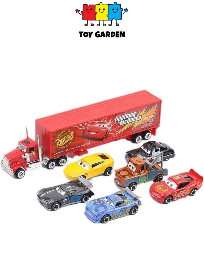 1 Truck & 6 Cars Toy Set – Perfect Birthday Gift Idea for Kids