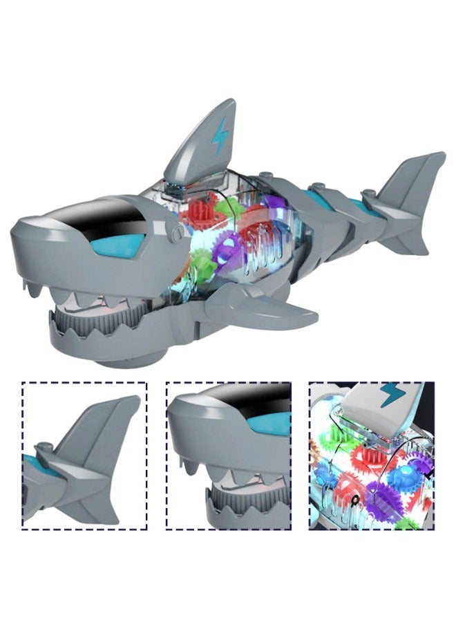 Electric Shark Toy – Moving Mouth, Colorful Lights, and Sound of Waves | Sea Animal Gear Toy for Toddlers with Clear Gearing Effect