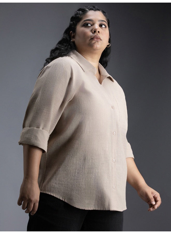 Women's Brown Oversized Shirt - Trendy and Comfortable Loose Fit