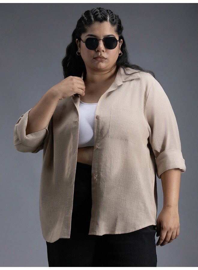 Women's Brown Oversized Shirt - Trendy and Comfortable Loose Fit
