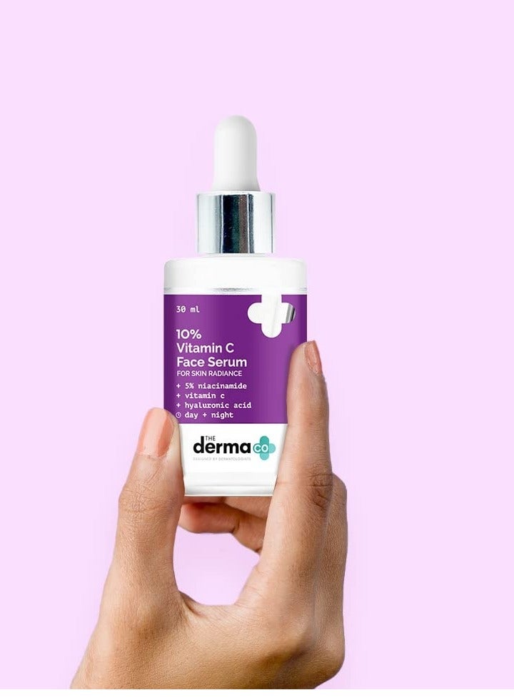 The Derma Co 10% Vitamin C Face Serum I With Vitamin C, 5% Niacinamide & Hyaluronic Acid I For Skin Radiance I Day + Night Regimen | Suitable For All Skin Types- 30ml