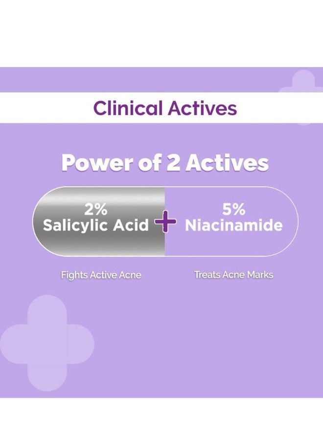 The Derma Co Sali-Cinamide Anti-Acne Face Serum I 2% Salicylic Acid & 5% Niacinamide I Fights Active Acne & Treats Acne Marks I Serum For Acne Prone & Oily Skin I Power Of 2 Actives - 30ml