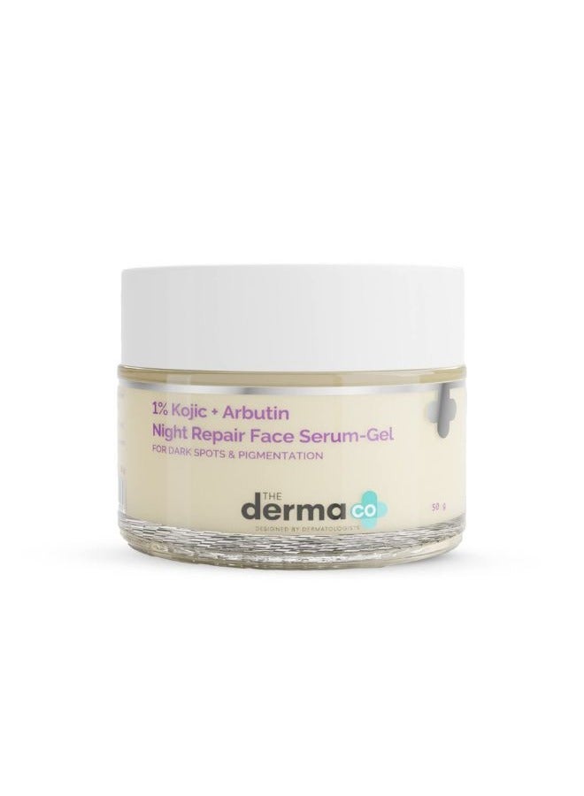 The Derma Co 1% Kojic + Arbutin Night Repair Face Serum-Gel for Dark Spots & Pigmentation - 50g