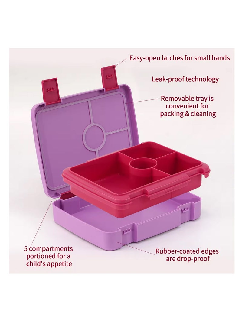 Star Babies BTS Collections - Lunch Box with 4 Compartments, BPA Free, Leakproof, Space Print Lunch Bag - Pack of 2 -  Pink