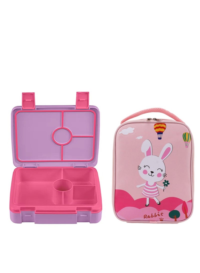 Star Babies BTS Collections - Lunch Box with 4 Compartments, BPA Free, Leakproof, Space Print Lunch Bag - Pack of 2 -  Pink