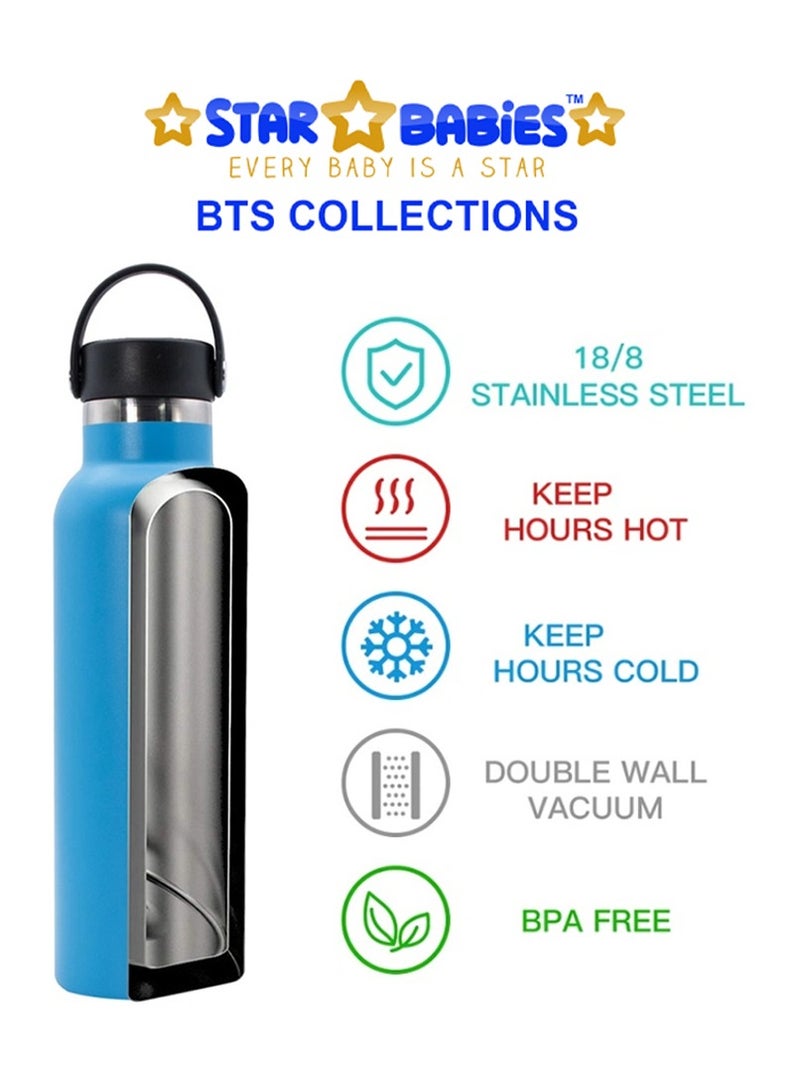 Star Babies BTS Collections - BPA Free Lunch Box , Insulated Stainless Water Bottle with Carry Cap & Sports Cap 600ml - Pack of 2 - Multicolor
