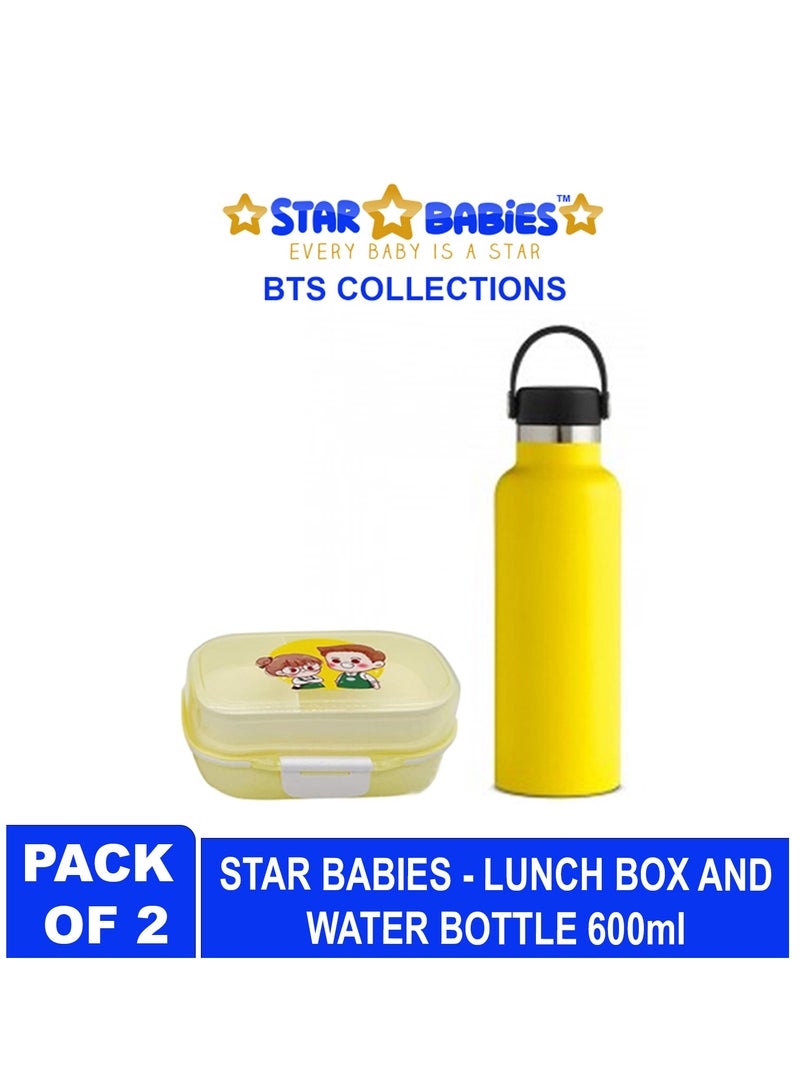Star Babies BTS Collections - BPA Free Lunch Box , Insulated Stainless Water Bottle with Carry Cap & Sports Cap 600ml - Pack of 2 - Multicolor