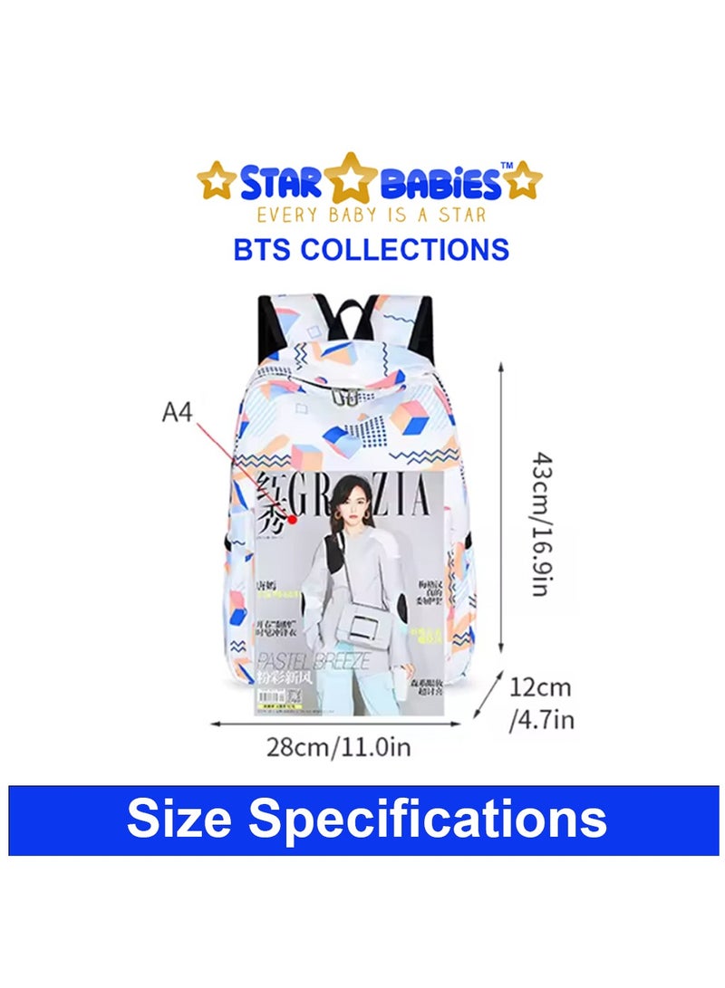Star Babies BTS Collections - Colorful Backpack, Cute Preppy Style Travel Schoolbag,  BPA Free Lunch Box - Pack of 2 - Blue