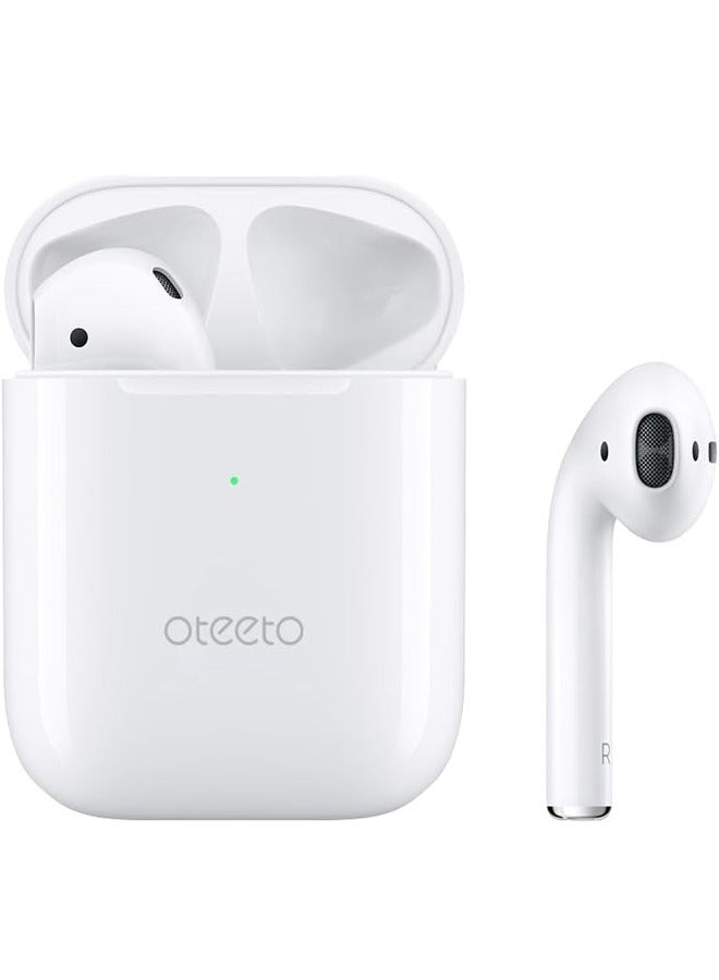 True Wireless Bluetooth Earphone With Super Bass Sound OTEETO OT3 WHITE Quality HD Clear Microphone Noise Cancellation and Multifunctional Touch Control White