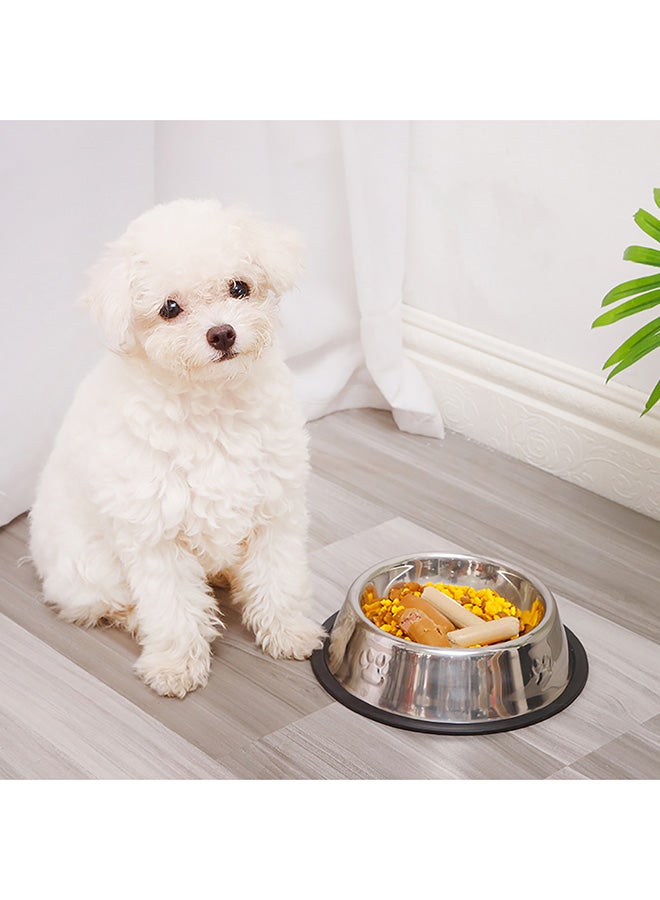 Anti-Skid Thickening Feeding Supplies Pet Bowl Silver 18x18x4.5cm