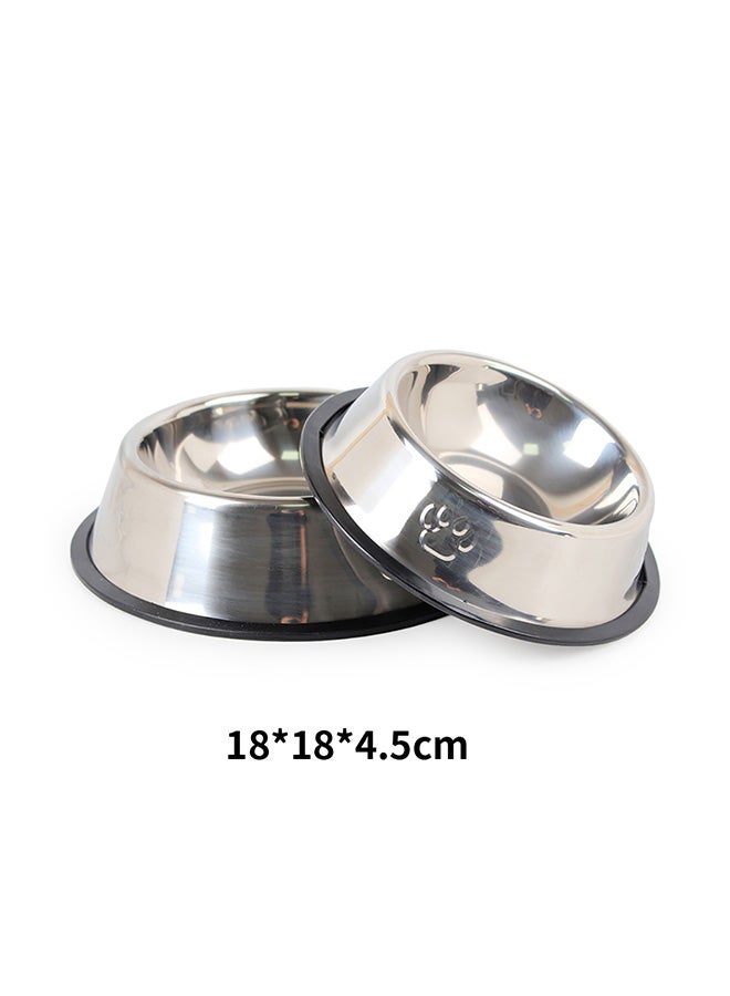 Anti-Skid Thickening Feeding Supplies Pet Bowl Silver 18x18x4.5cm