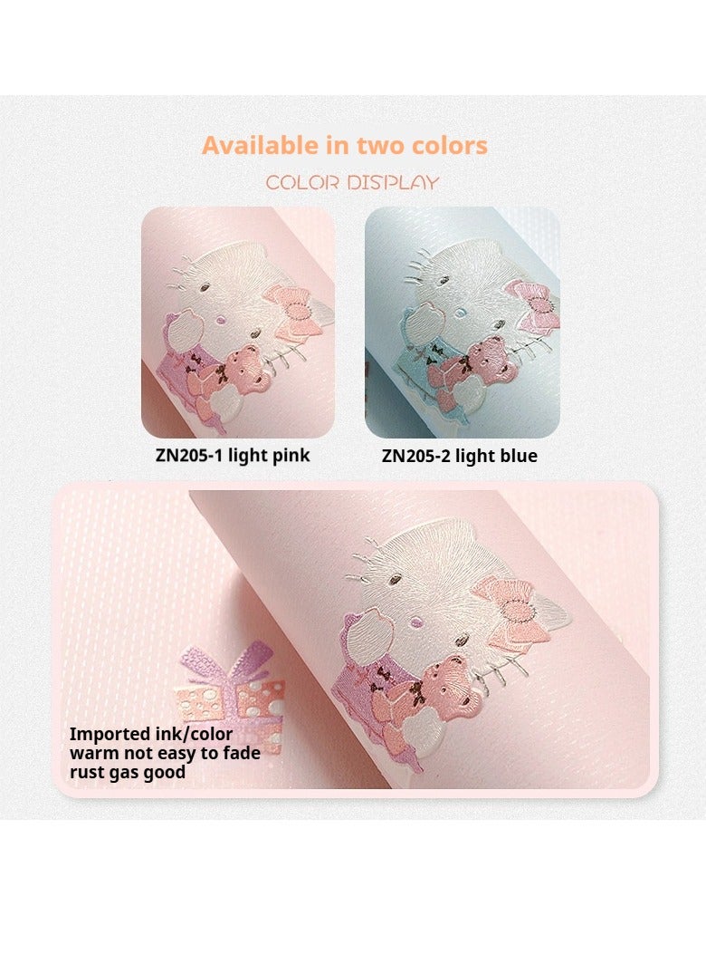 Hello Kitty Design Thicken Waterproof Self-Adhesive Wallpaper For Kids Room 0.53*9.5 Meters