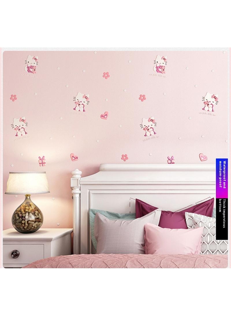 Hello Kitty Design Thicken Waterproof Self-Adhesive Wallpaper For Kids Room 0.53*9.5 Meters