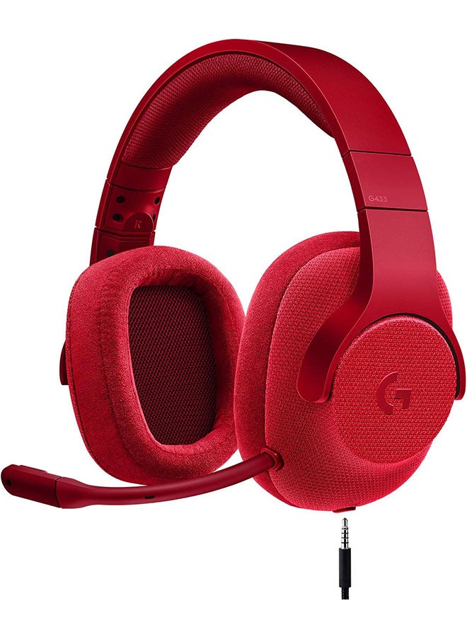 G433 7.1 Wired Gaming Headset with DTS Headphone: X 7.1 Surround for PC, PS4, PS4 PRO, Xbox One, Xbox One S, Nintendo Switch – Fire Red