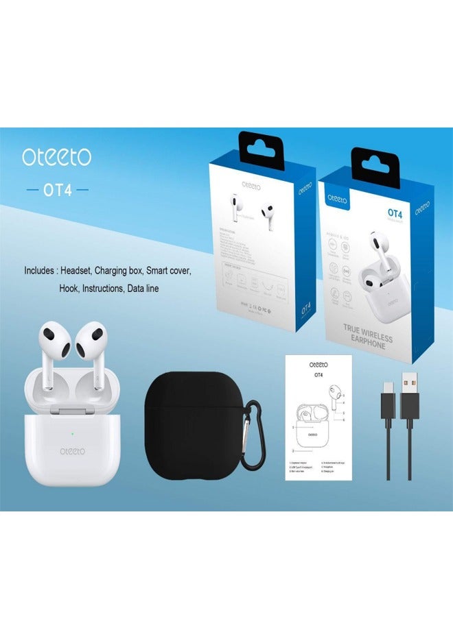 Oteeto OT4 True Wireless Earphone With Hifi Sound Quality and Wireless Charging Compatible With Android Mobile and Tablet