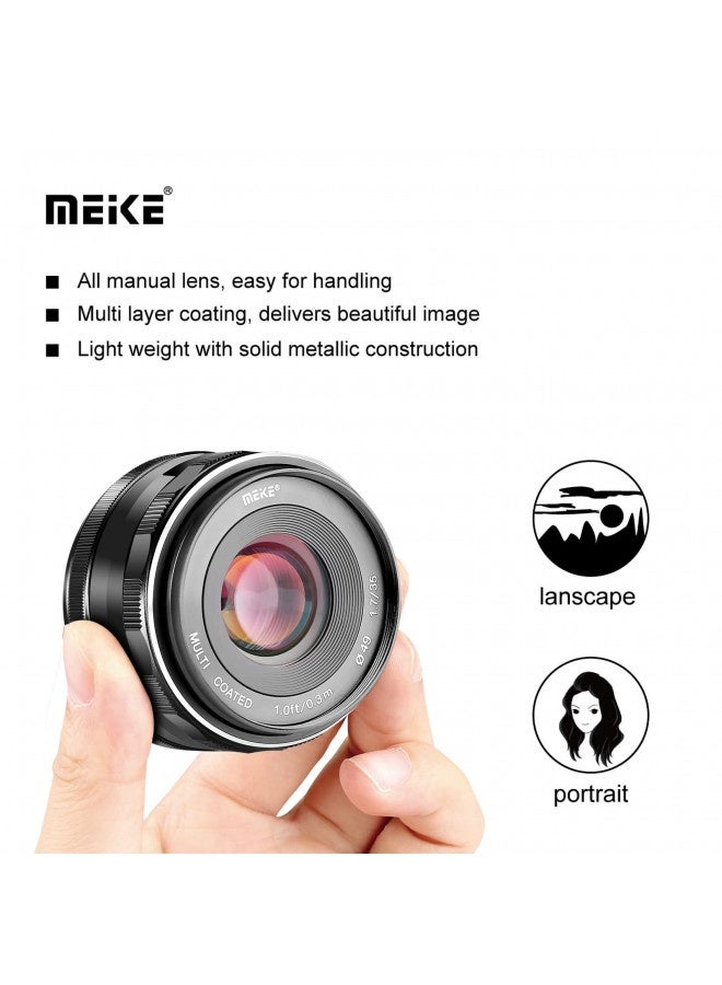 Meike 35Mm F1.7 Manual Focus Prime Lens For Micro 4/3 Mft M4/3 Compatible With Olympus And Panasonic Mirrorless Cameras Gh4 Gh5 Gh6 Om-1