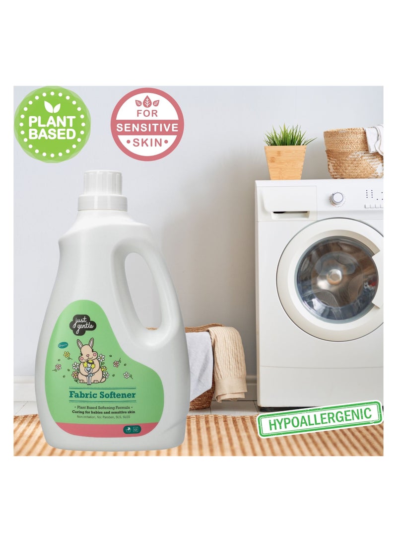 Just Gentle Fabric Softener 3Liter | Plant-based and hypoallergenic liquid softener | Natural fresh floral scent. Made with sensntive skin in mind. Natural Ingredients used certified by EcoCert.