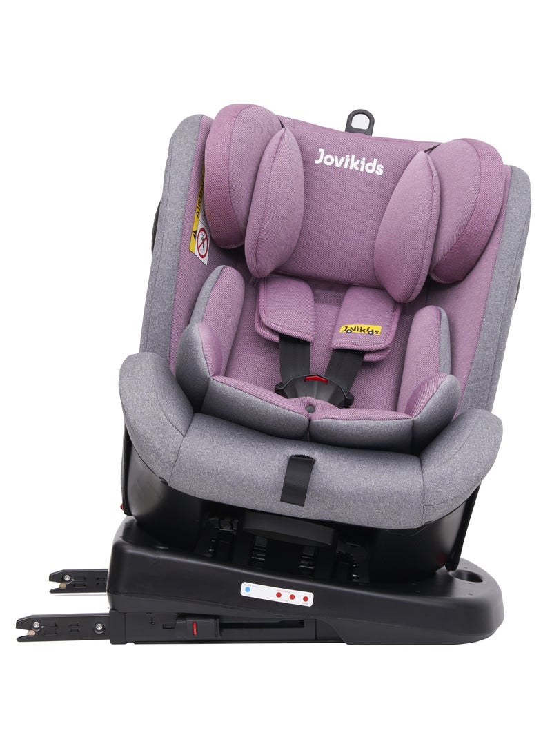 Jovikids Angela Safety Baby Car Seat with Isofix and Top Tether, 360 Degree Swivel Child Seat, Rotating Carseat for Group 0/1/2/3, 0-12 Years Old, ECE R44/04, Pink