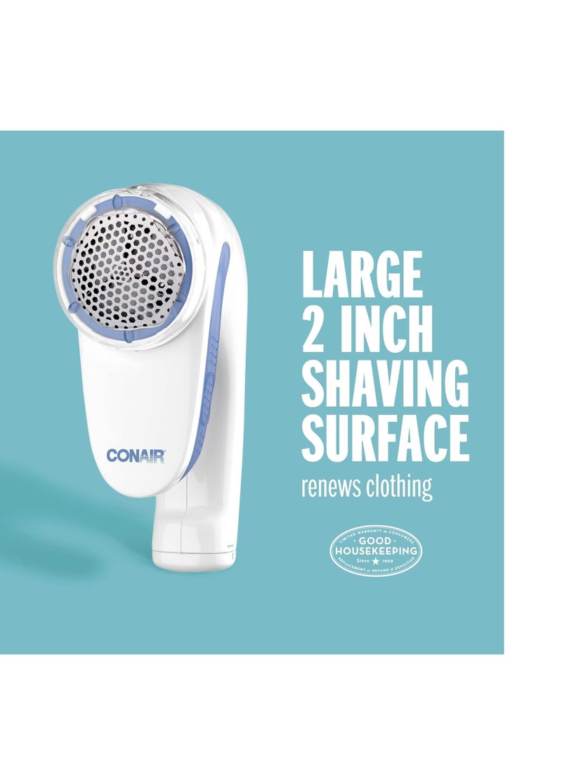 Conair Fabric Shaver and Lint Remover, Battery Operated Portable Fabric Shaver, White