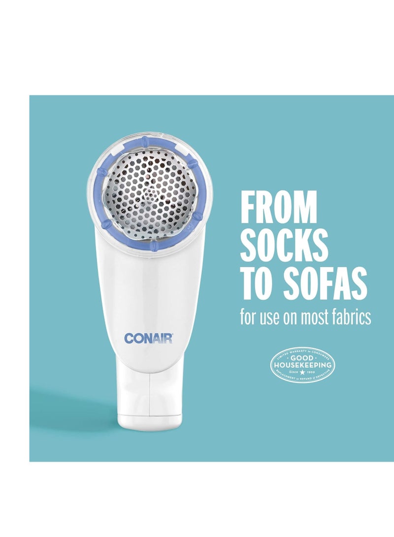 Conair Fabric Shaver and Lint Remover, Battery Operated Portable Fabric Shaver, White