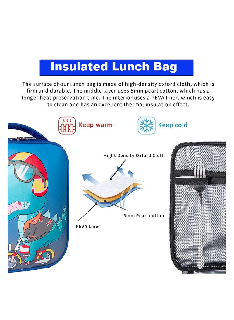 Star Babies BTS Collections - Lunch Box with 4 Compartments, BPA Free, Leakproof, Dragon Print Lunch Bag- Pack of 2 - Blue