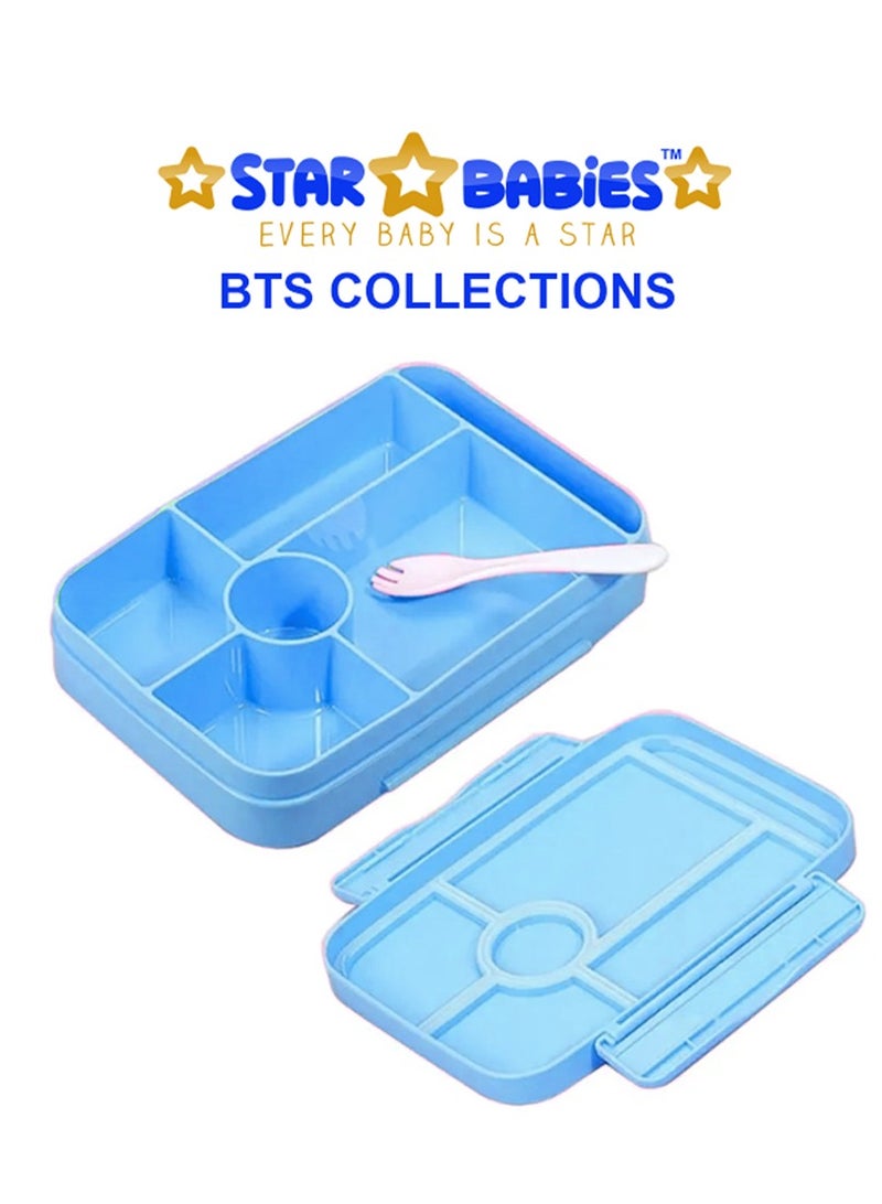 Star Babies BTS Collections - Lunch Box with 4 Compartments, BPA Free, Leakproof, Dragon Print Lunch Bag- Pack of 2 - Blue