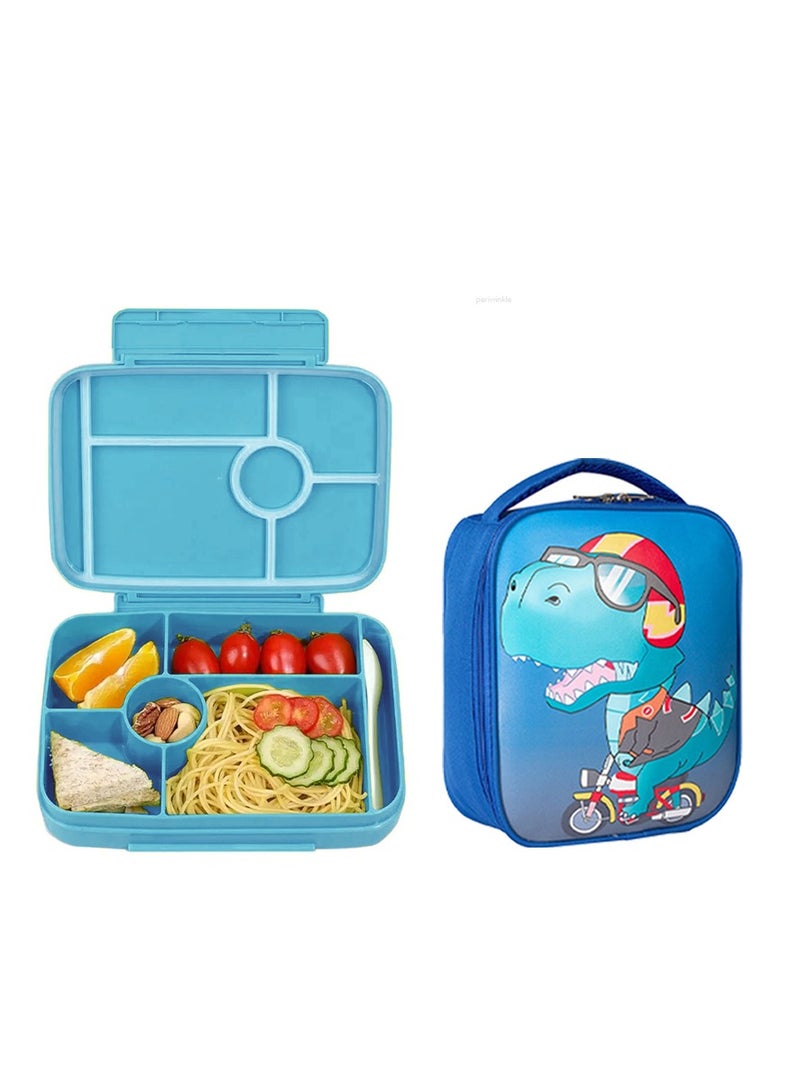 Star Babies BTS Collections - Lunch Box with 4 Compartments, BPA Free, Leakproof, Dragon Print Lunch Bag- Pack of 2 - Blue