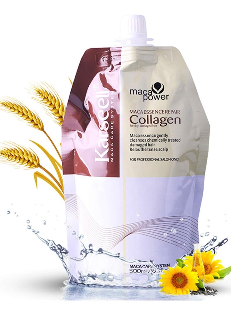 Collagen Hair Treatment 16.9 Oz 500ml Deep Repairs Conditioner Argan Oil Keratin Hair Treatment for Dry Damaged Curly Bleached & All Hair Types