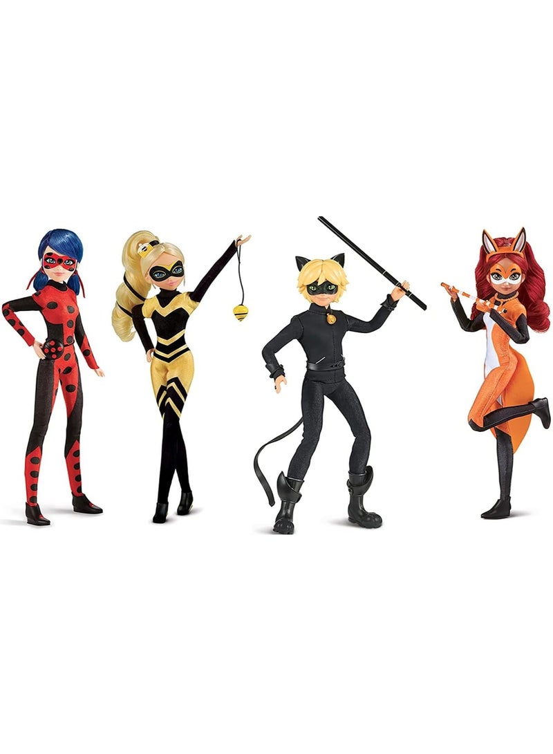Tales Of Ladybug & Cat Noir Multipack Of Miraculous Dolls | 26cm Ladybug Cat Noir Rena Rouge And Queen Bee Miraculous Toys | Miraculous Ladybug Toys Doll Set