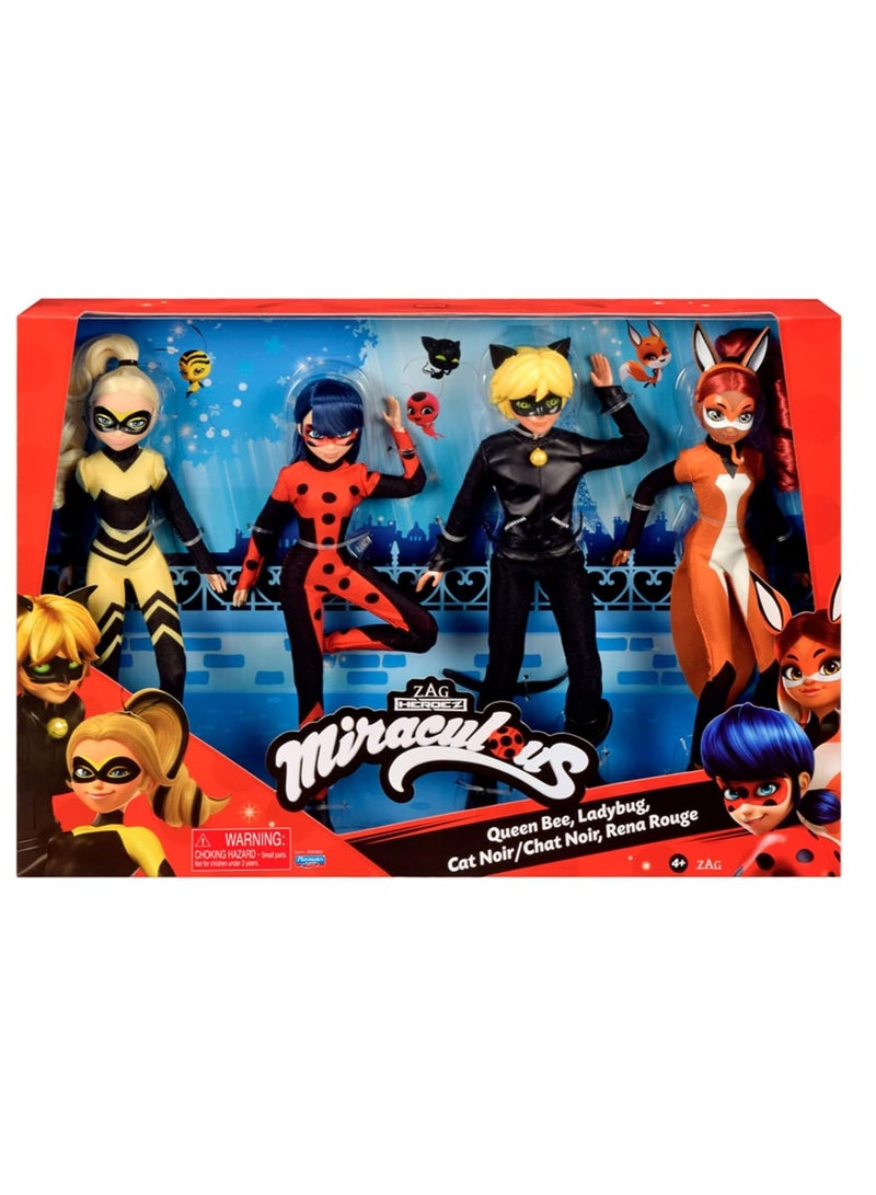 Tales Of Ladybug & Cat Noir Multipack Of Miraculous Dolls | 26cm Ladybug Cat Noir Rena Rouge And Queen Bee Miraculous Toys | Miraculous Ladybug Toys Doll Set