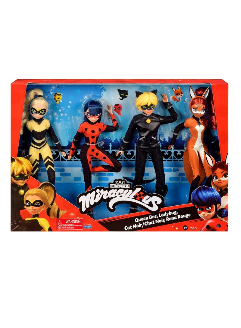 Tales Of Ladybug & Cat Noir Multipack Of Miraculous Dolls | 26cm Ladybug Cat Noir Rena Rouge And Queen Bee Miraculous Toys | Miraculous Ladybug Toys Doll Set