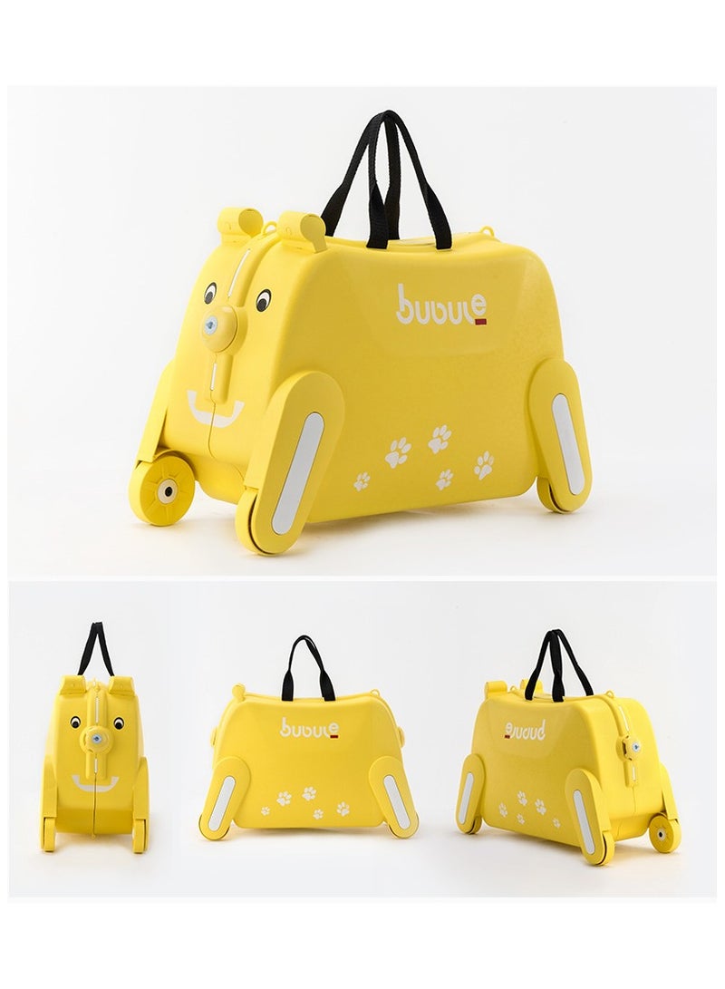 Kids Ride-on Suitcase Hand Luggage with Seat, Children's Luggage Suitcase (yellow)