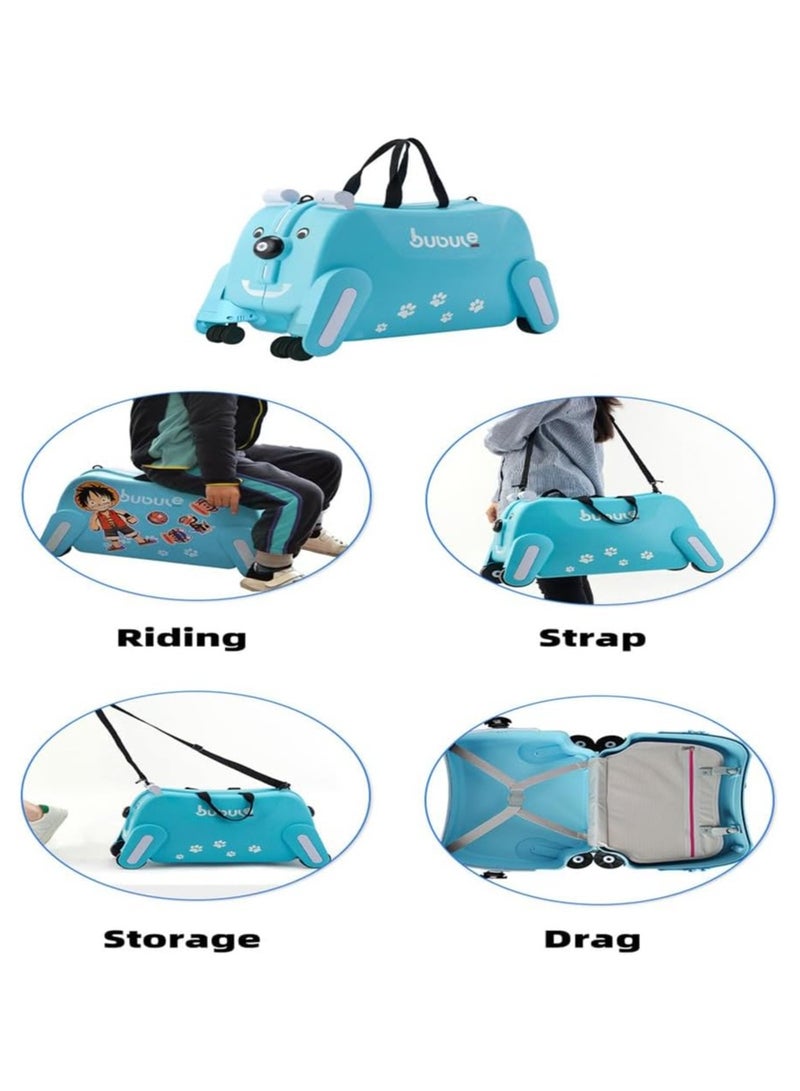 Kids Ride-on Suitcase Hand Luggage with Seat, Children's Luggage Suitcase (blue)